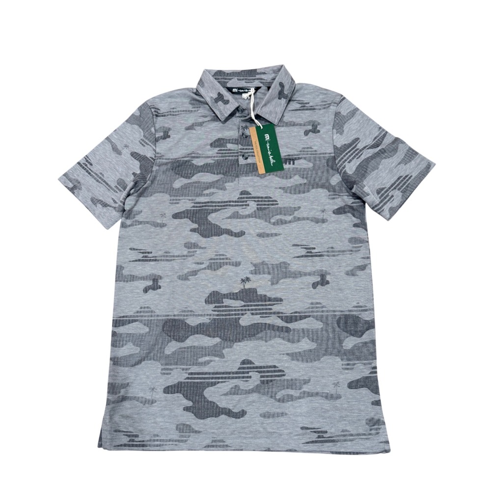 Travis Mathew Beachside Stealth Golf Polo Small S Camo Gray Cotton Blend NWT
